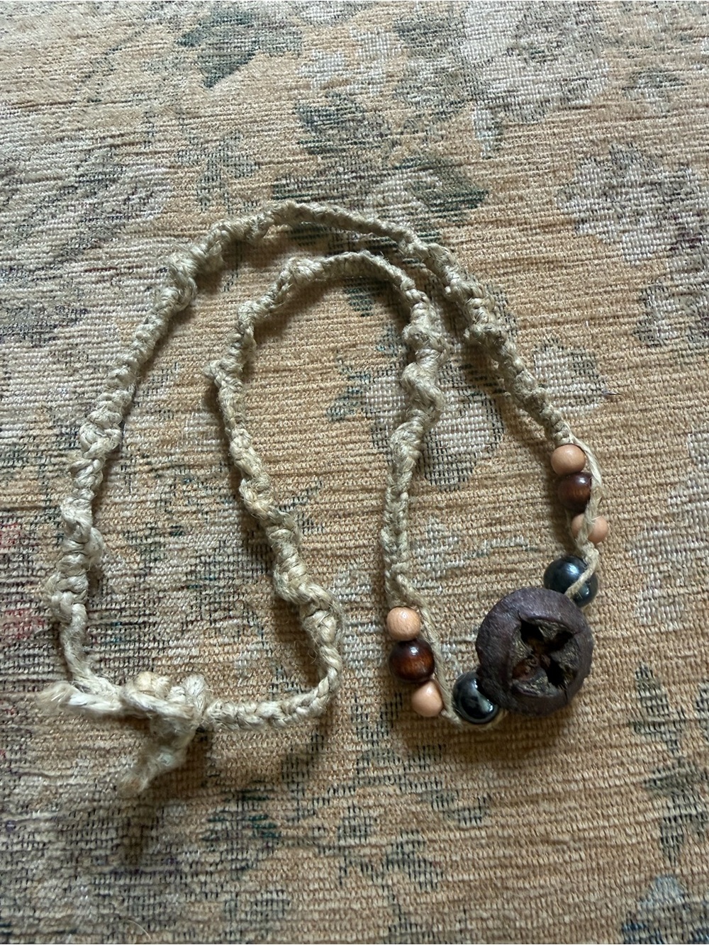 Antique Handmade Natural Eucalyptus Seed Hemp Choker from Witch’s Estate Sale